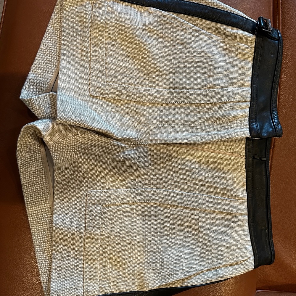 Belstaff Linen and Black Leather Shorts